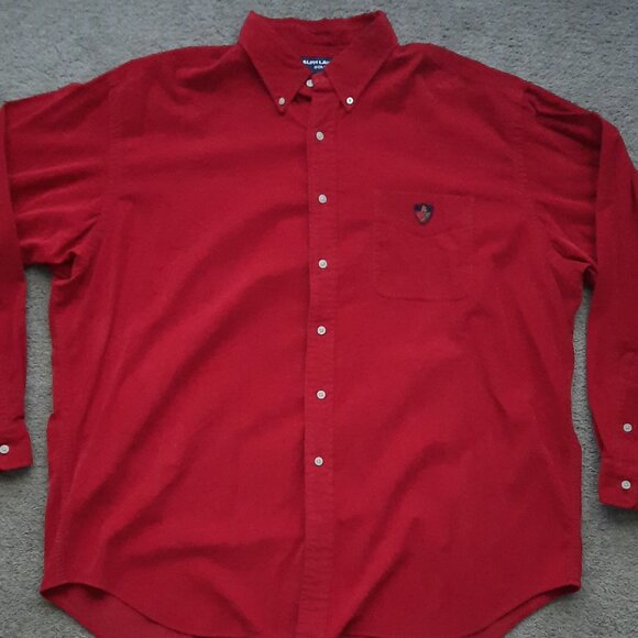 Ralph Lauren Corduroy Red Shirt Men's 2XL Golf Tilden Button Down Long Sleeve - Picture 2 of 7